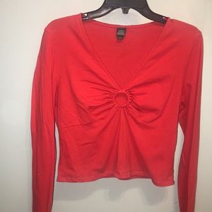 Red low cut cropped top
